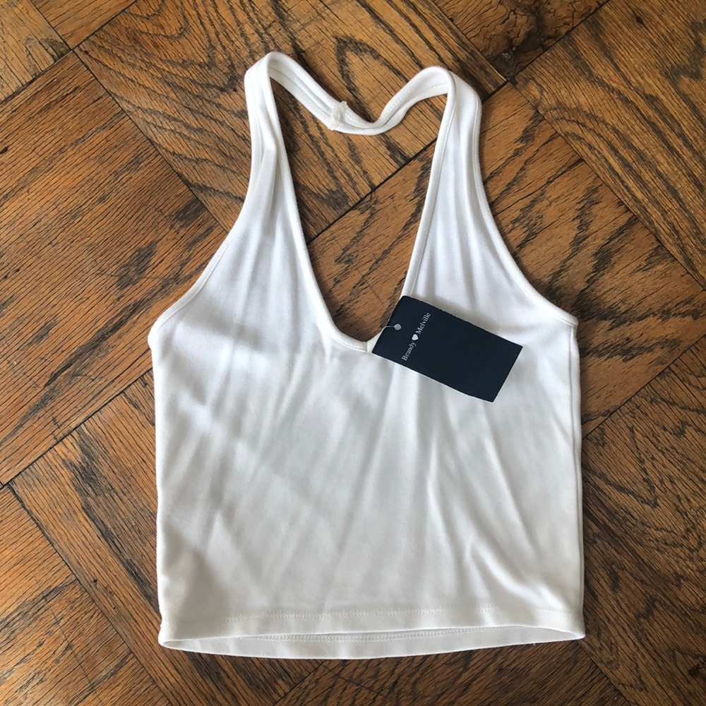 White halter crop top